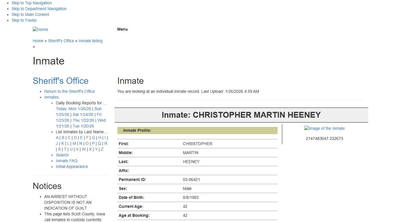 Inmate: CHRISTOPHER MARTIN HEENEY