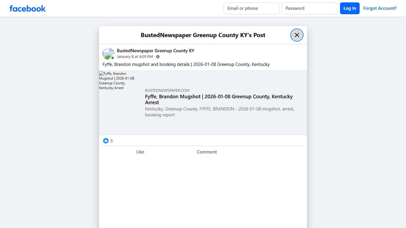 Fyffe, Brandon mugshot... - BustedNewspaper Greenup County KY Facebook